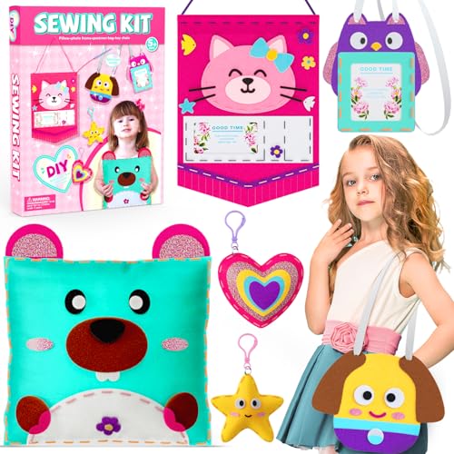 PATPAT JZSIJ Beginner Sewing Kit for Kids Arts & Crafts, 6 Easy DIY Projects of Stuffed Animal Dolls of Bears & Kittens, Gifts for Children 5-12 Years Old, Suitable for Learning Sewing and Embroidery PATPAT JZSIJ Beginner Sewing Kit for Kids Arts & Crafts, 6 Easy DIY Projects of Stuffed Animal Dolls of Bears & Kittens, Gifts for Children 5-12 Years Old, Suitable for Learning Sewing and Embroidery